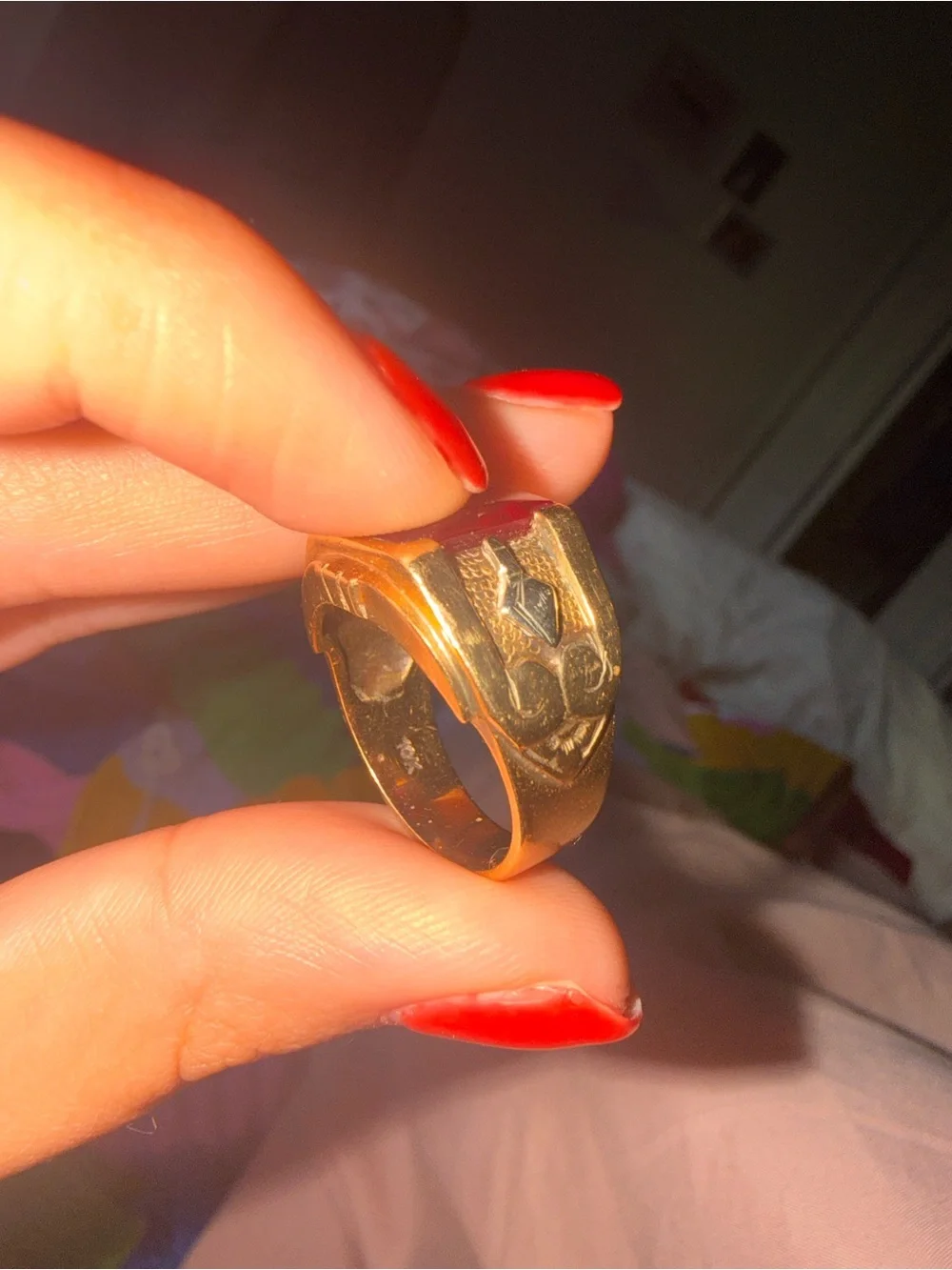 Masonic Red Ruby 10k gold Men’s Ring
